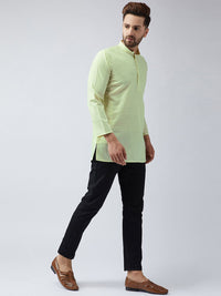 SOJANYA Men Lime Green Woven Design Short Kurta