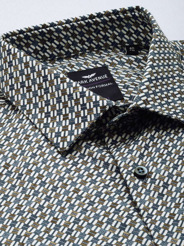Park Avenue Slim Fit Printed Pure Cotton Formal Shirt