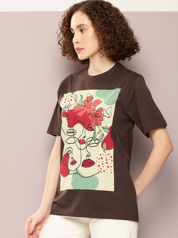 DILLINGER Women Printed Pure Cotton Oversized T-shirt