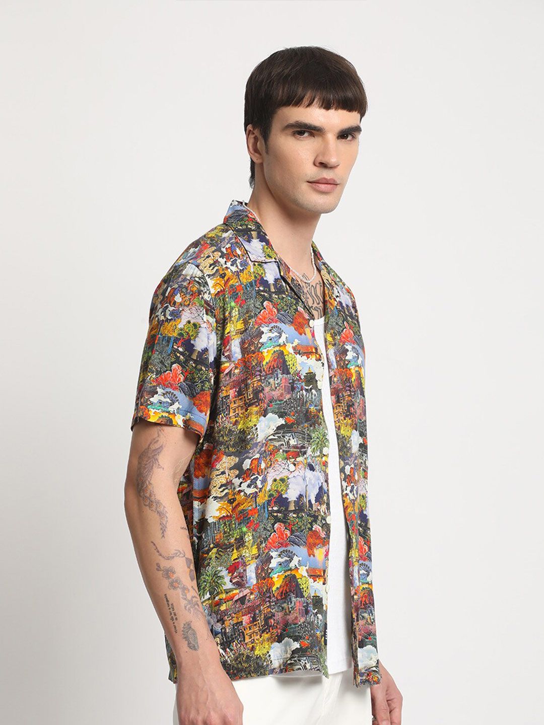 THE BEAR HOUSE Floral Printed Cotton Casual Shirt