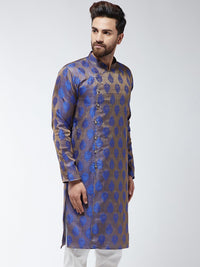 SOJANYA Kurta Lurus Sulam Biru Lelaki