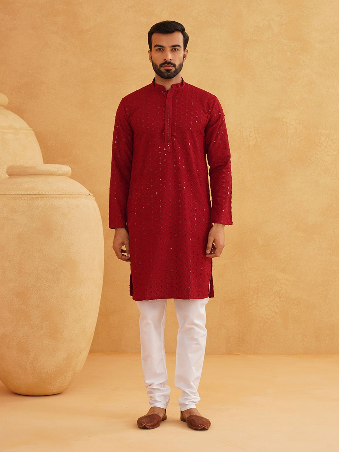 SOJANYA Men Ethnic Motifs Embroidered Sequinned Kurta