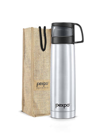 Pexpo Fererro Silver-Toned Printed ISI Certified Thermosteel Flask Water Bottle 500ml
