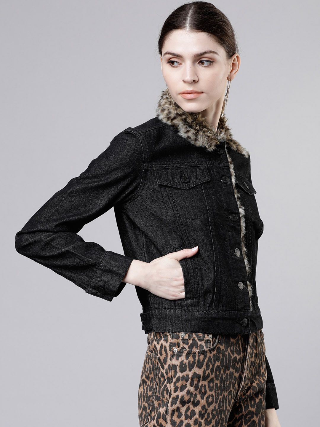 Tokyo Talkies Women Black Solid Denim Jacket