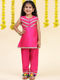 Cutiekins Girls A-Line Gotta Patti Silk Kurta with Trousers