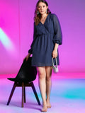 DressBerry Dobby Finish Puff Sleeve Mini Dress