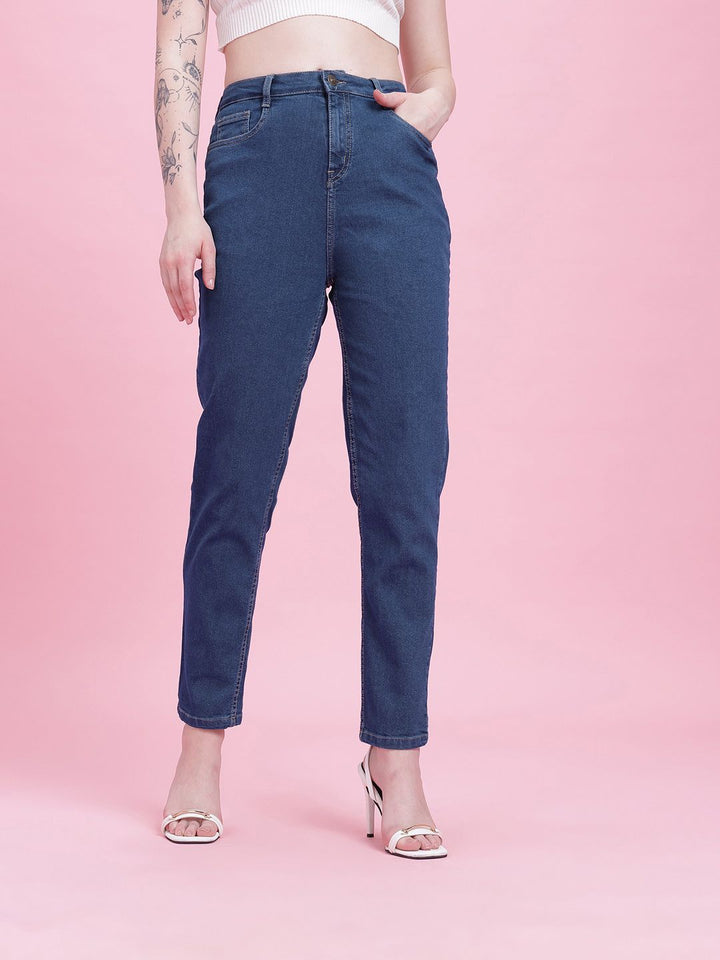 DressBerry Women Mid-Rise Mom Fit Stretchable Jeans