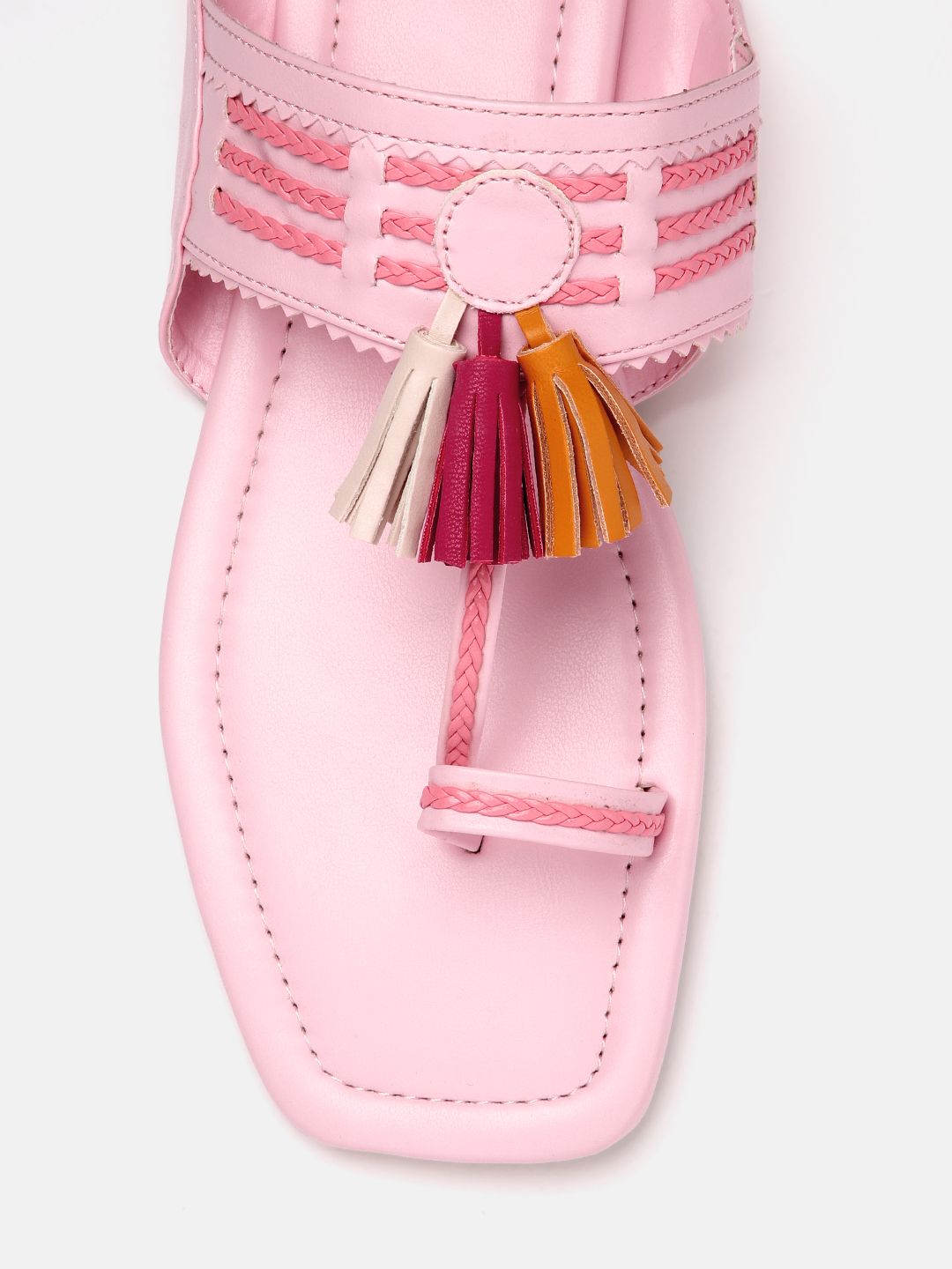Anouk Women Braided Detail Handcrafted Ethnic One Toe Flats with Tassels
