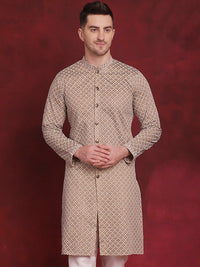 Jompers Geometric Embroidered Sequinned Straight Kurta