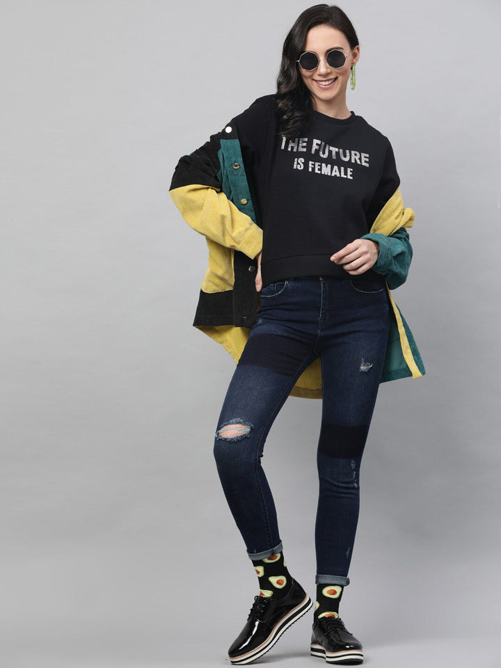 STREET 9 Women Black Printed Sweatshirt