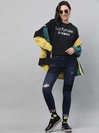 STREET 9 Women Black Printed Sweatshirt