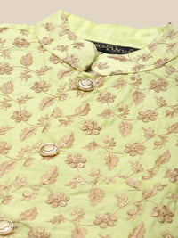 SOJANYA Ethnic Motifs Woven Design Mandarin Collar Kurta With Pyjamas & Nehru Jacket