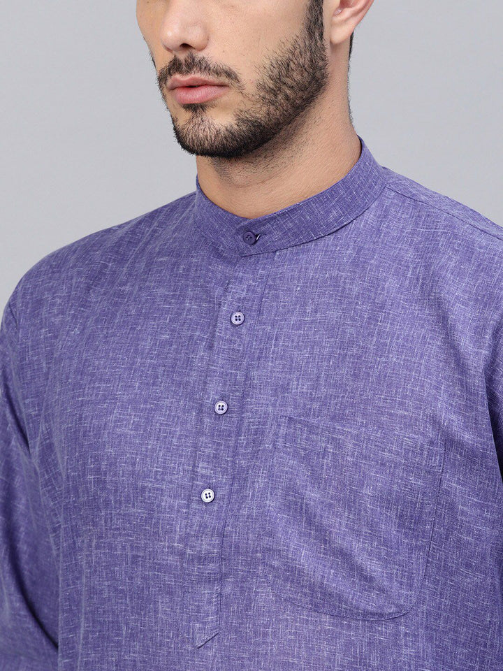 SOJANYA Mandarin Collar Patch Poket Linen Kapas Lurus Kurta