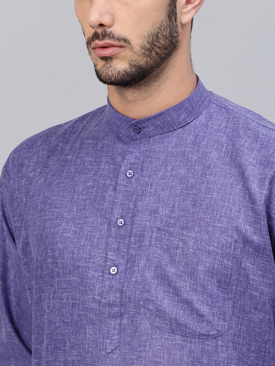 SOJANYA Mandarin Collar Patch Poket Linen Kapas Lurus Kurta