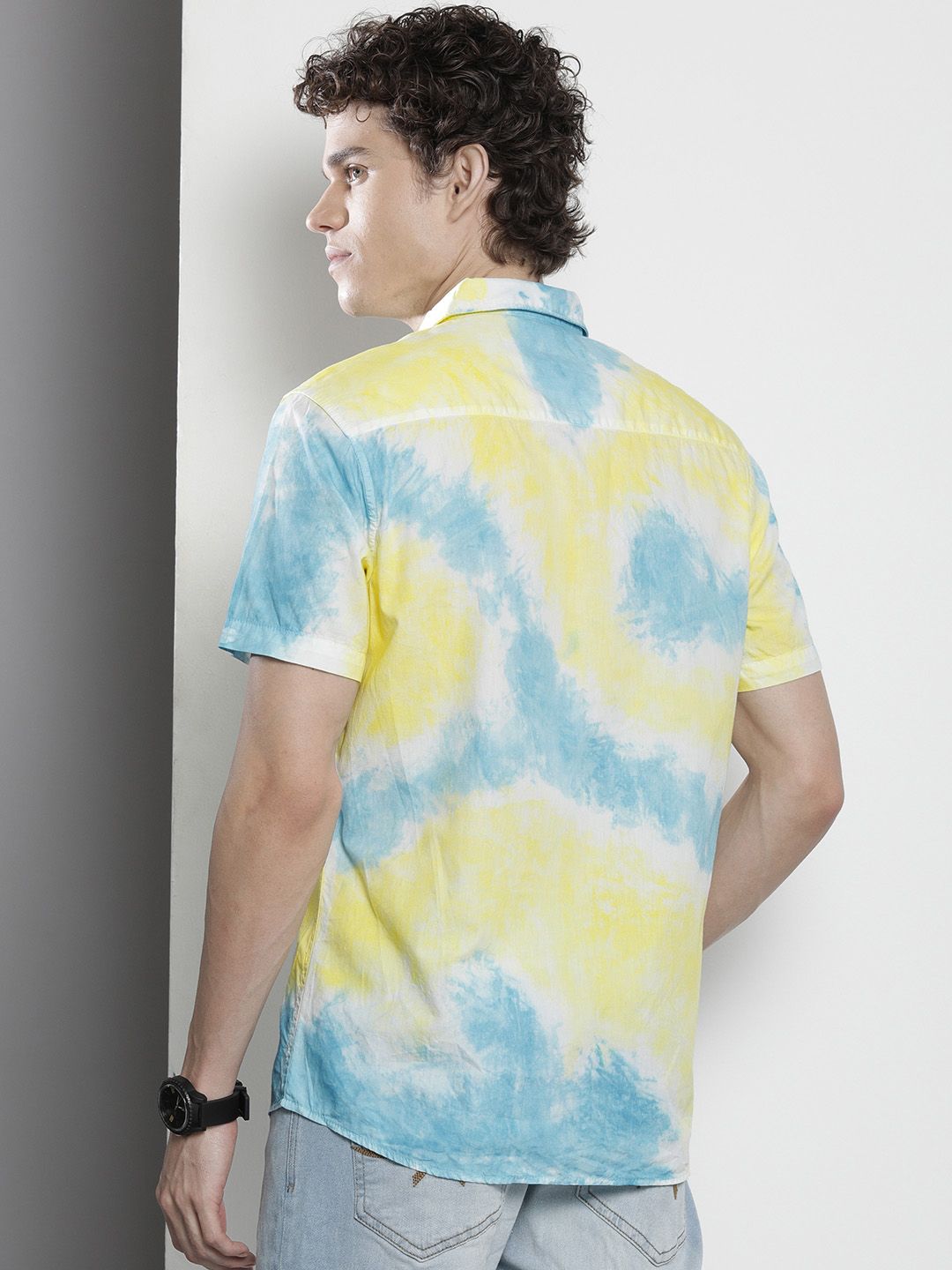 The Indian Garage Co Men Regular Fit Overdyed Resortwear Shirt