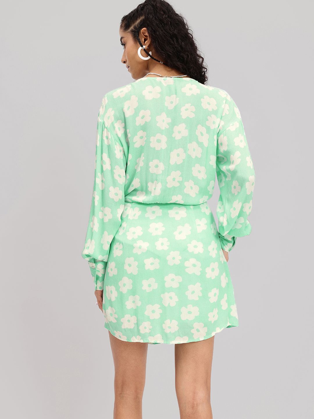 DressBerry 90s Florals Wrap Twist Mini Dress