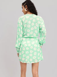 DressBerry 90s Florals Wrap Twist Mini Dress