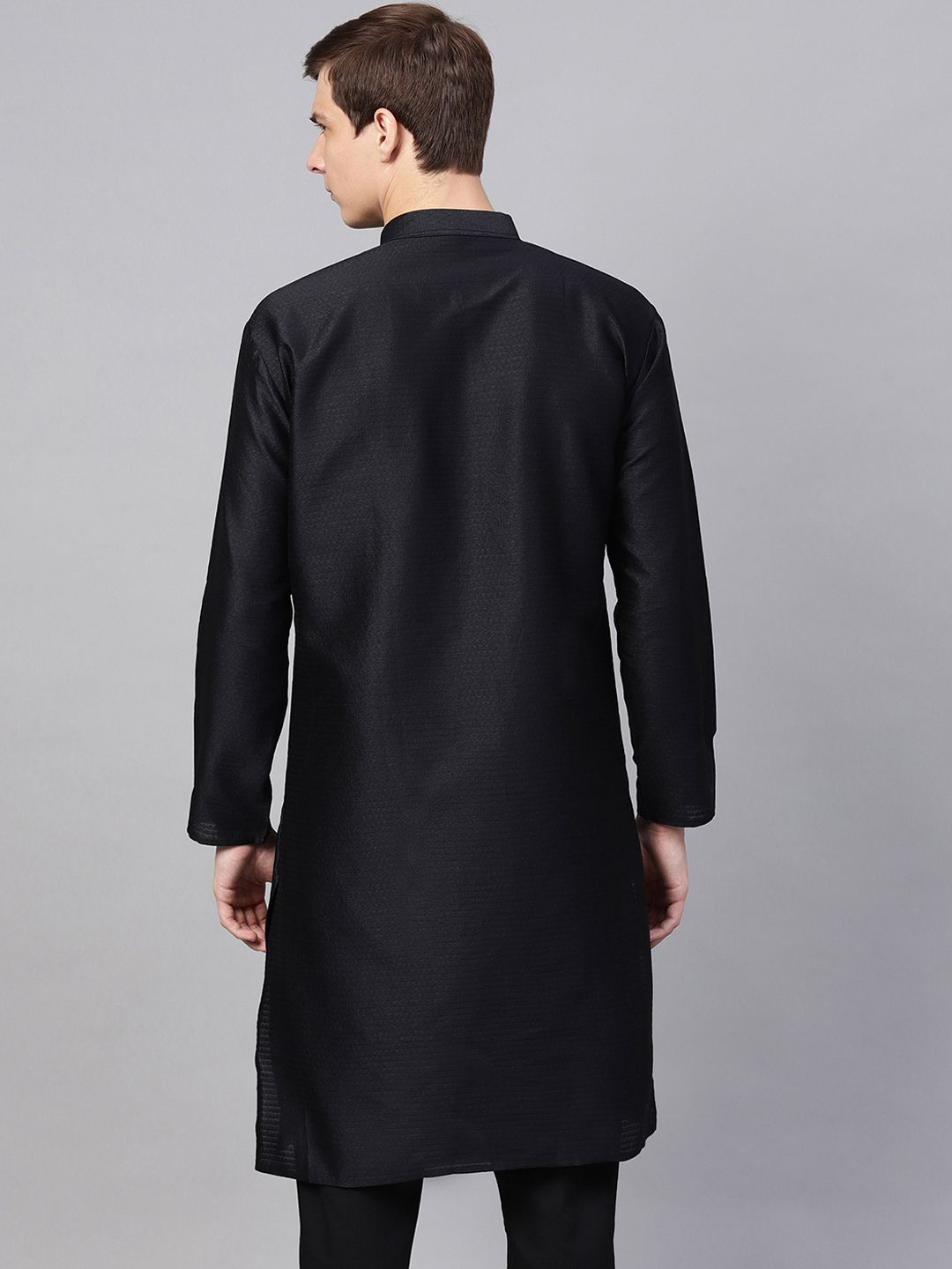 SOJANYA Lelaki Hitam Solid Kurta Lurus