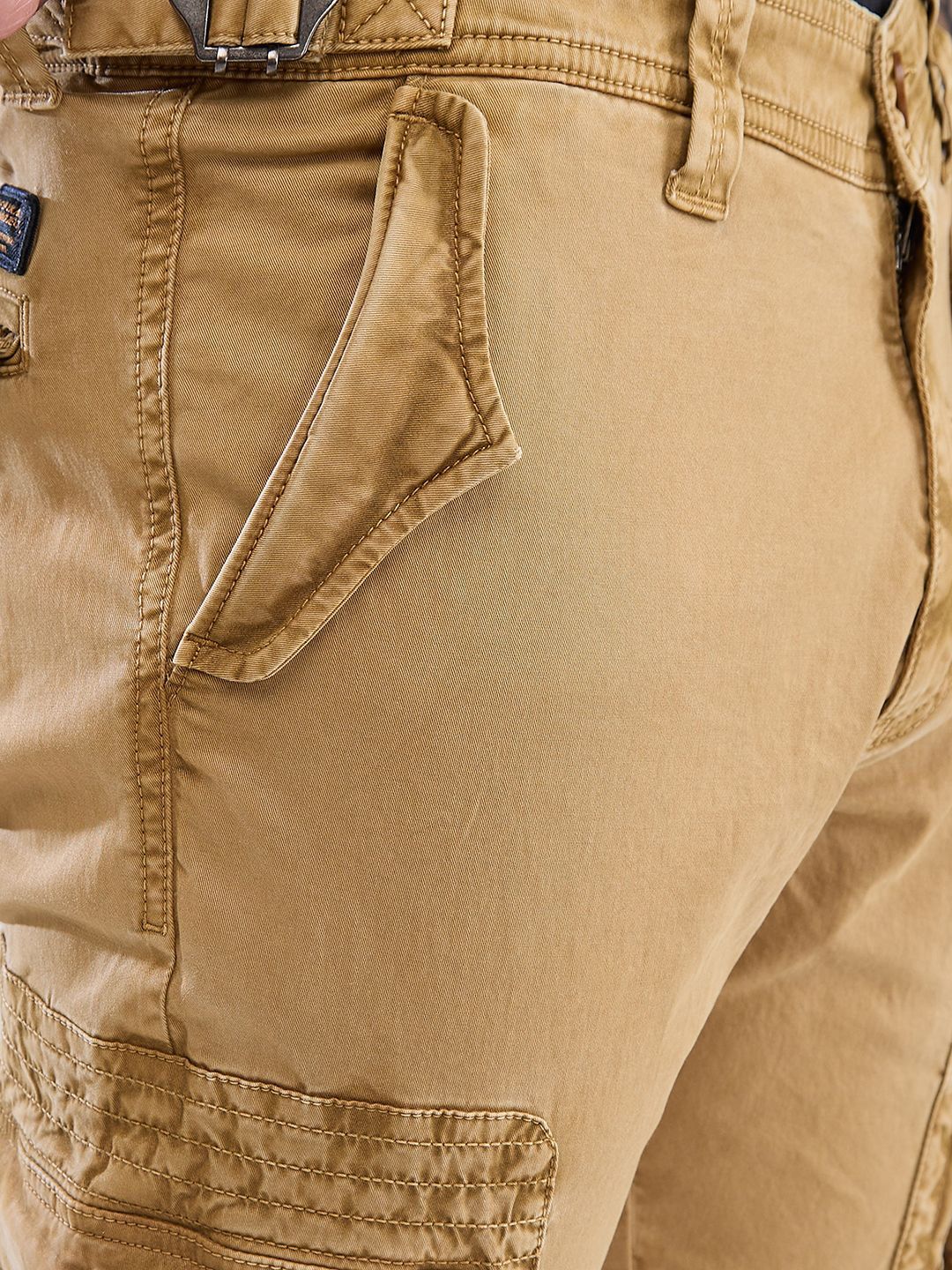 SPYKAR Regular Fit Solid Cargo Trousers