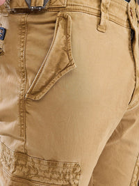 SPYKAR Regular Fit Solid Cargo Trousers