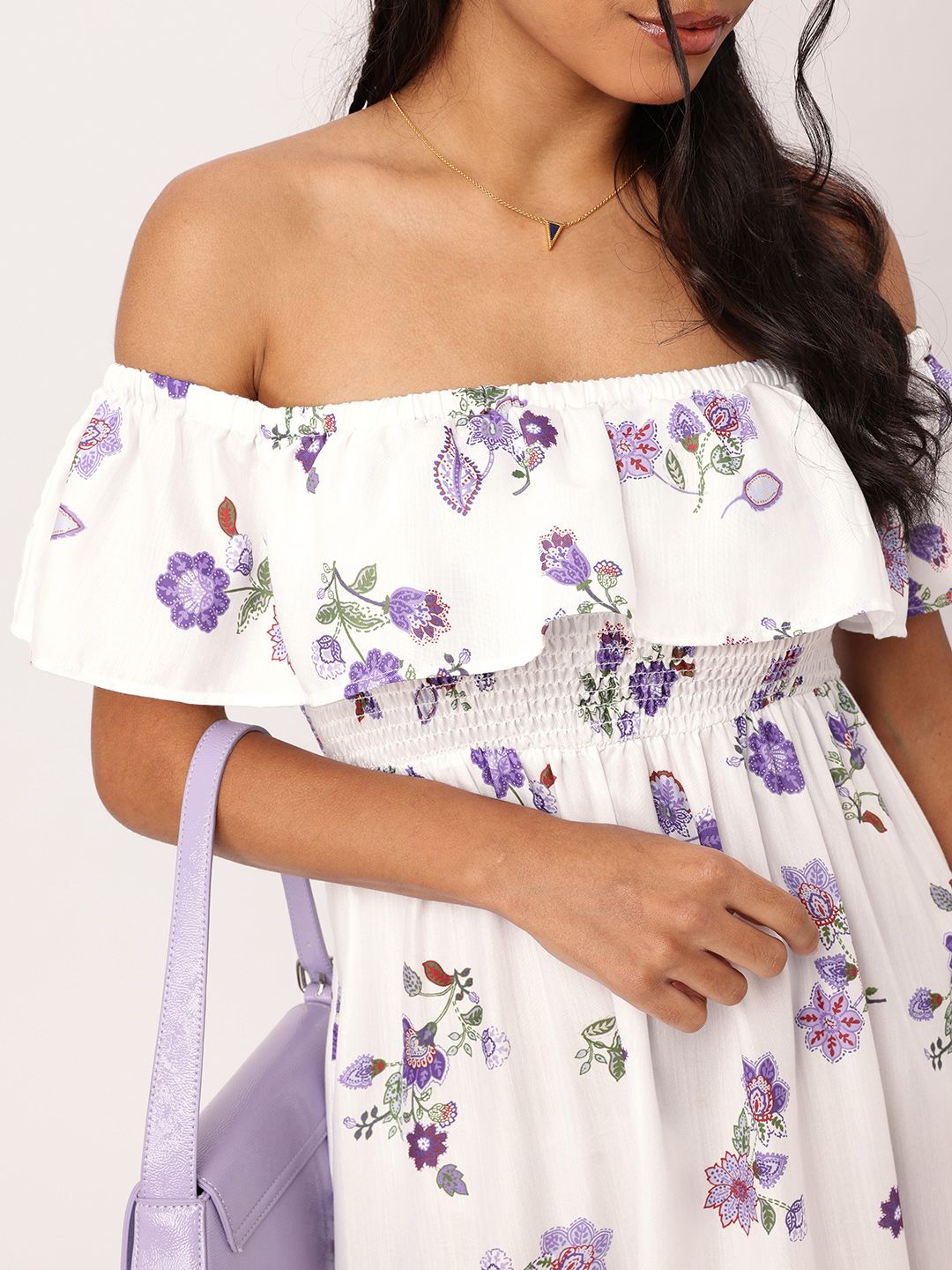 DressBerry Holiday Chic Off-Shoulder Appeal Smocked Maxi Dress