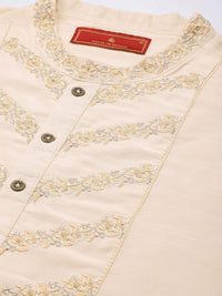 House of Pataudi Men Jashn Ethnic Motifs Yoke Design Zari work Kurta With Trousers