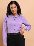CHIC BY TOKYO TALKIES Purple Spread Collar Formal Shirt