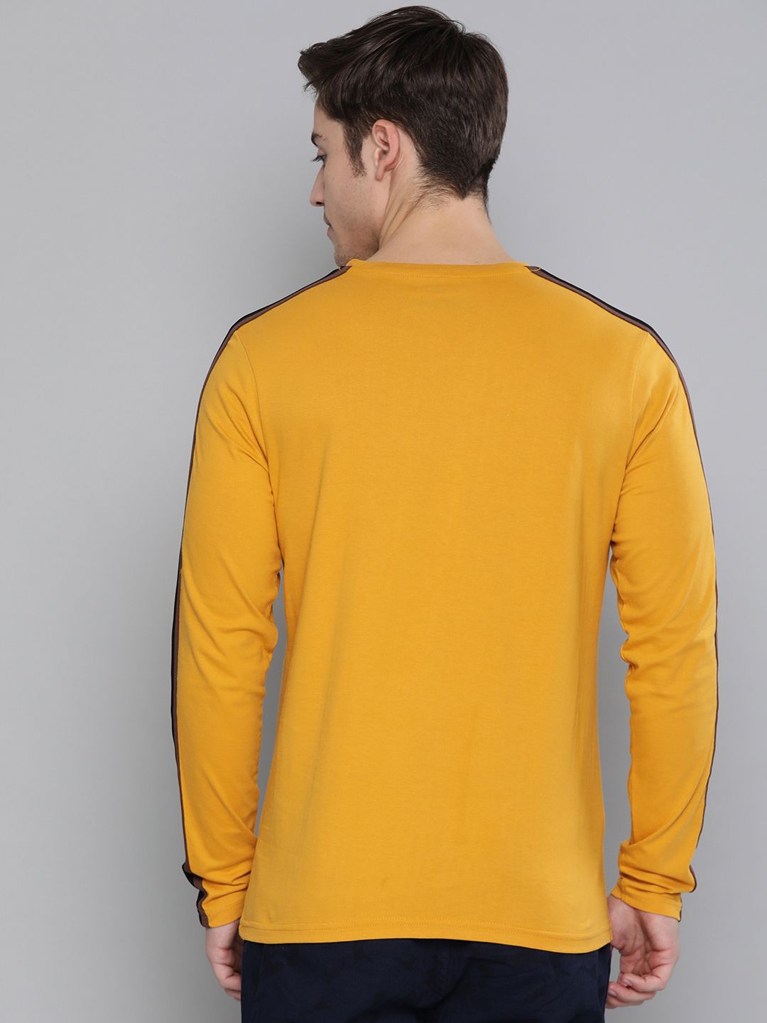 DILLINGER Men Mustard Yellow Pure Cotton T-shirt
