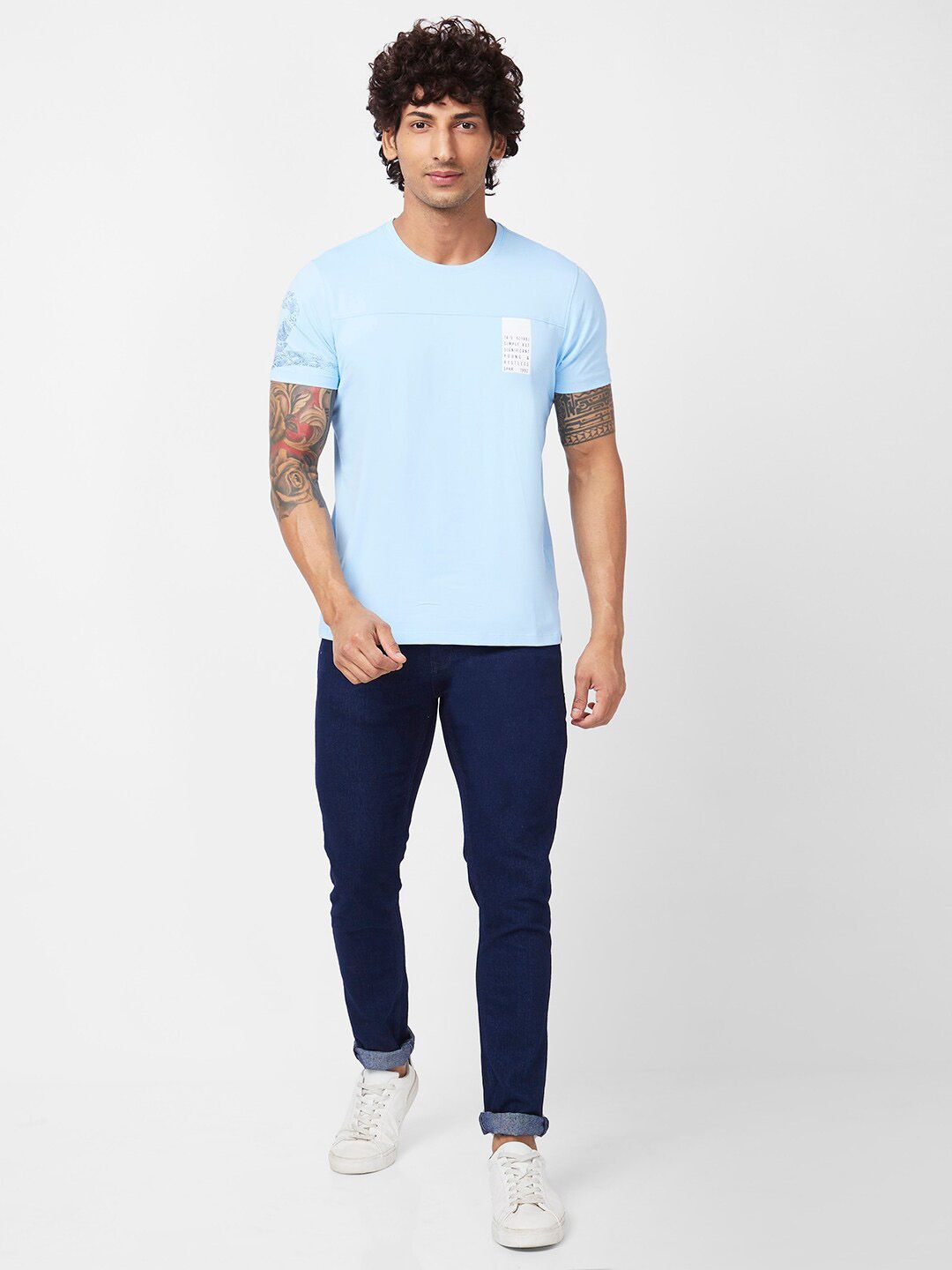 SPYKAR Round Neck Slim Fit Cotton T-shirt