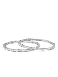 Rubans Silver Plated Set 2 Zirconia Studded Bangles