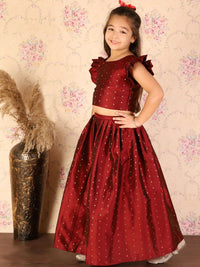 VASTRAMAY Girls Woven Design Ready to Wear Lehenga Choli Set