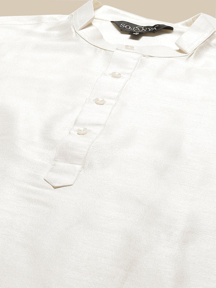 SOJANYA Mandarin Collar Straight Kurta with Pyjamas with Woven Design Nehru Jacket