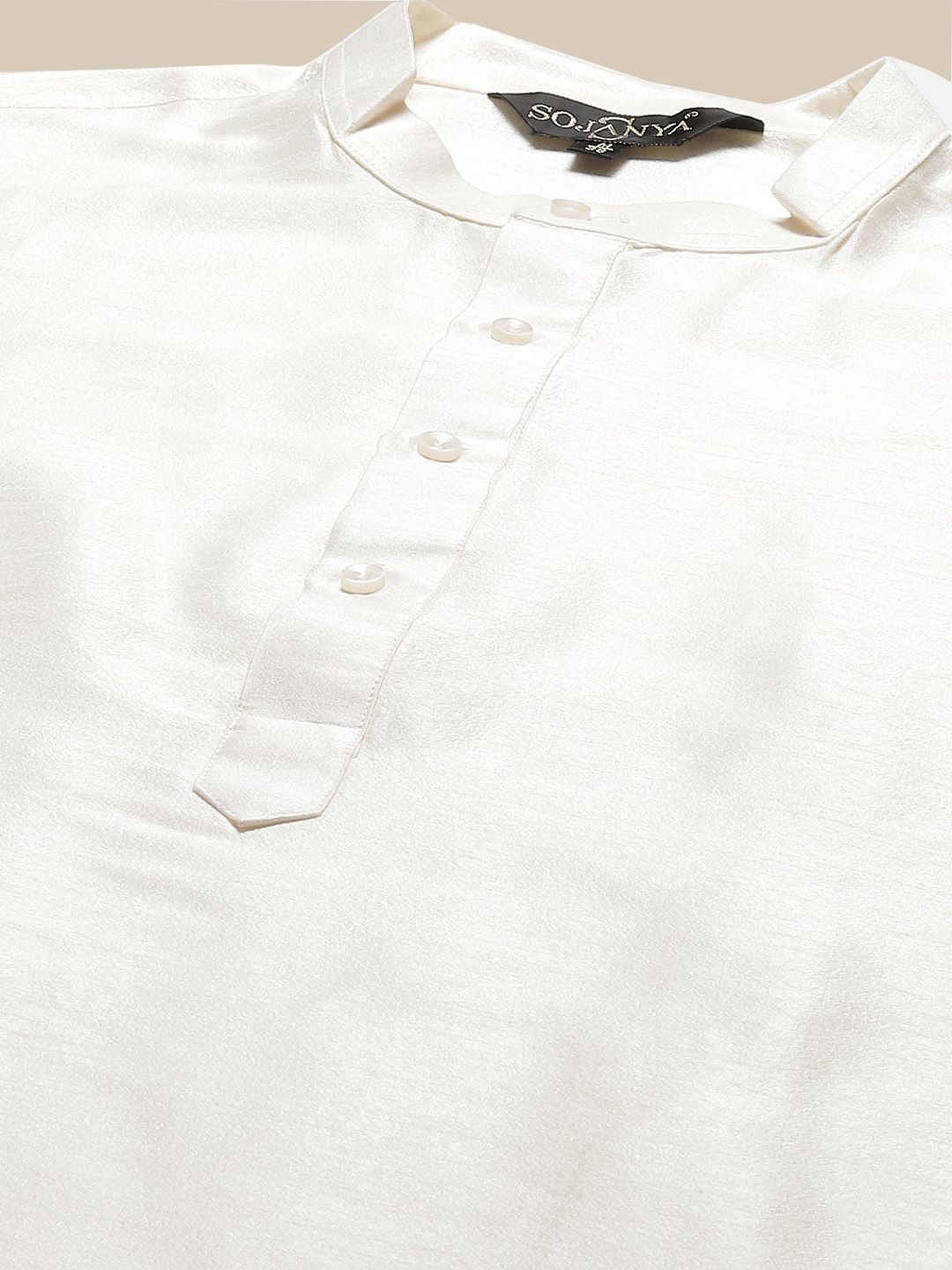 SOJANYA Mandarin Collar Straight Kurta with Pyjamas with Woven Design Nehru Jacket