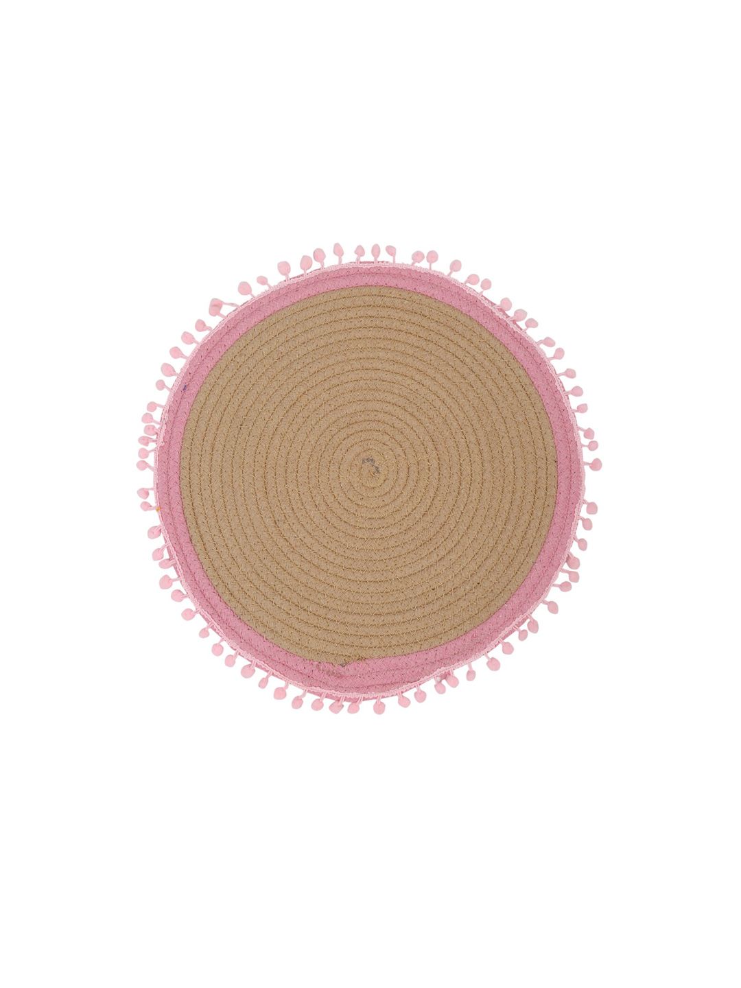 HOSTA HOMES Beige & Pink Self Design Pure Cotton Table Placemat
