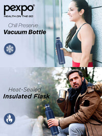Pexpo Denim Blue OREO-ISI Certified Thermosteel Hot Insulated Water Bottle 750ml