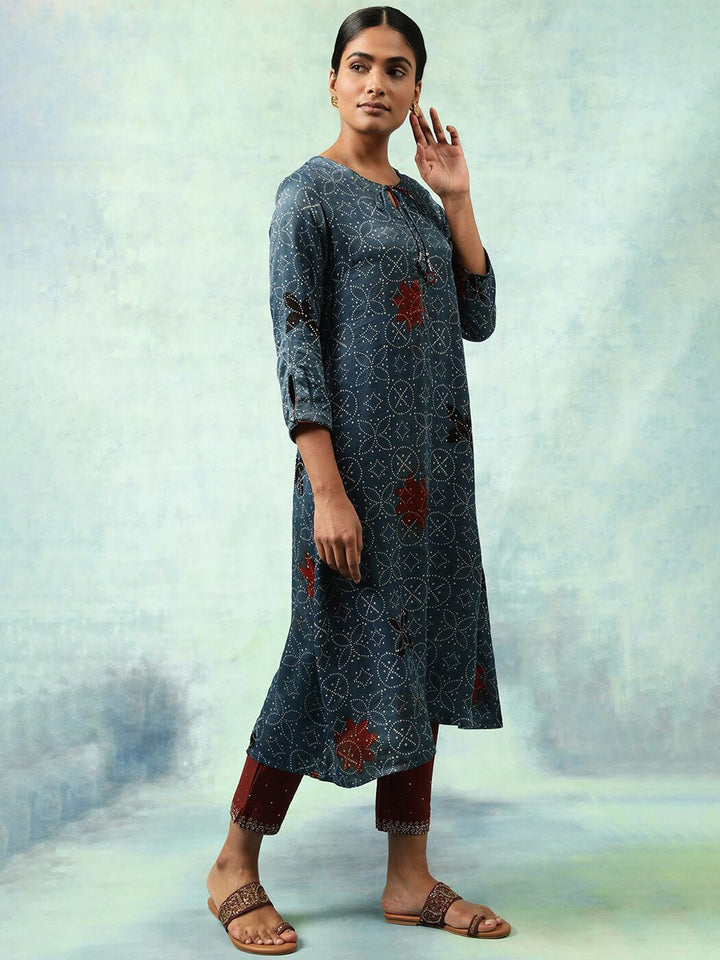 W The Folksong Collection Ethnic Motifs Printed Kurta