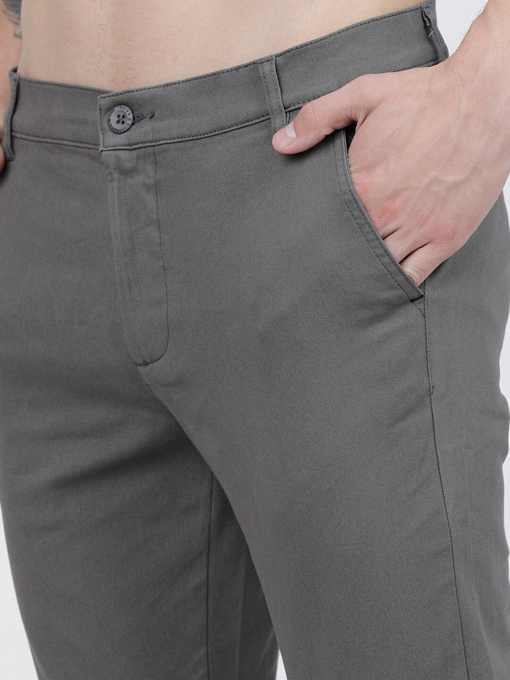 The Indian Garage Co Men Grey Slim Fit Chinos Trousers