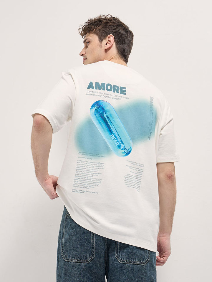 THE BEAR HOUSE Men Graphic Printed Round Neck Cotton Oversized T-shirt