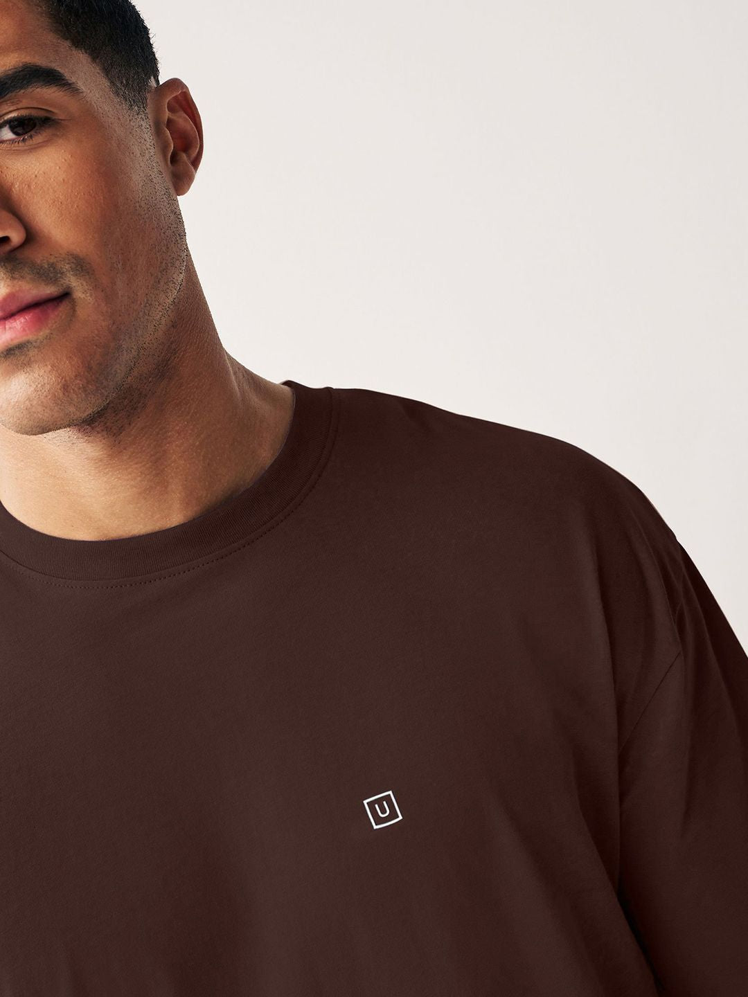 Urbano Fashion Men Solid Round Neck Cotton Oversized T-shirt