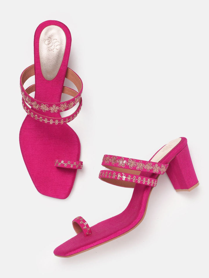 House of Pataudi Ethnic Embellished Block Heel