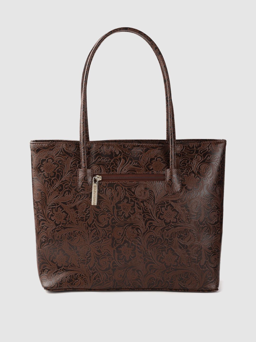 Lino Perros Coffee Brown Ethnic Motifs Textured Structured Laptop Bag