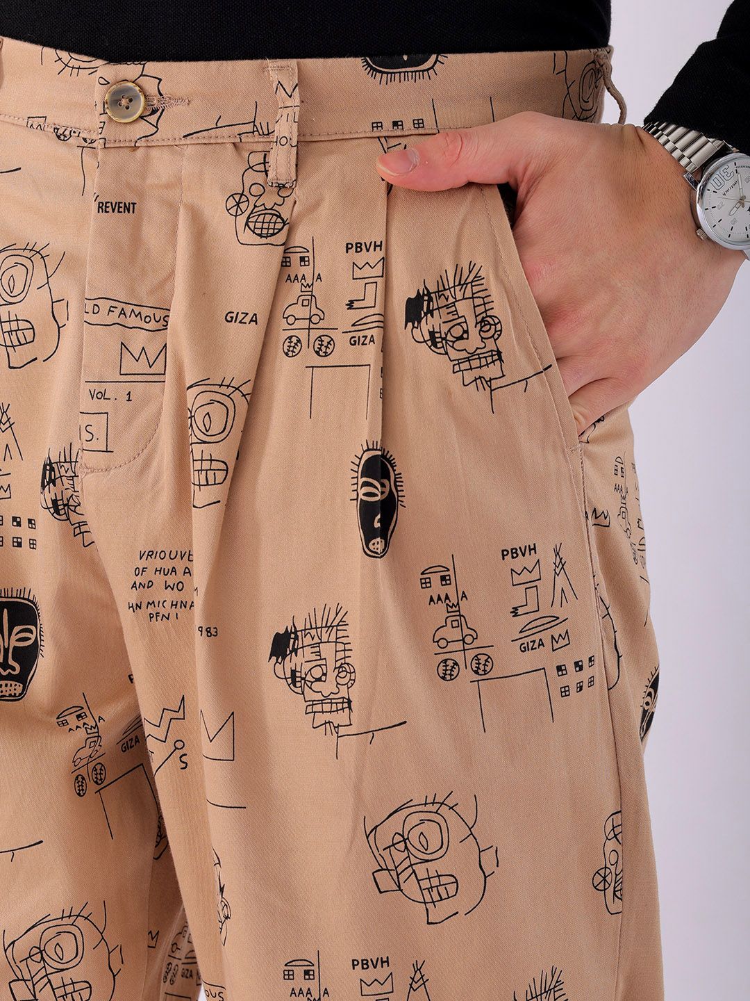 The Indian Garage Co Men Printed Loose Fit Cotton Joggers