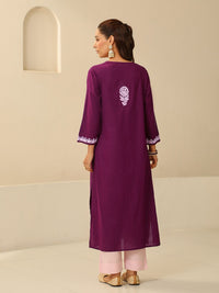 Rumah Wanita Chikankari Purple Cotton Chikankari Sulam Kurta