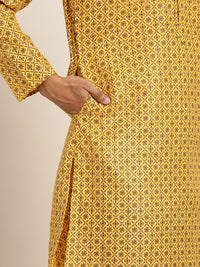 SOJANYA Lelaki Motif Etnik Kerajang Printed Cotton Linen Kurta