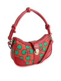 Berrylush Red Graphic Printed PU Structured Shoulder Bag