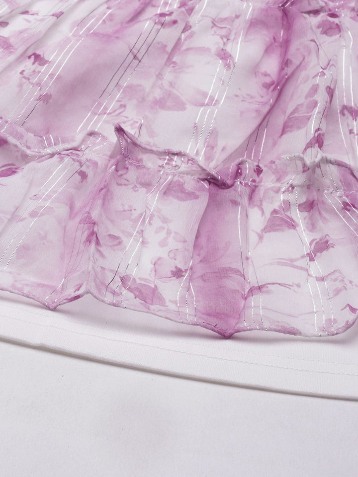 AND Lavender Floral Printed Mini Fit & Flare Dress