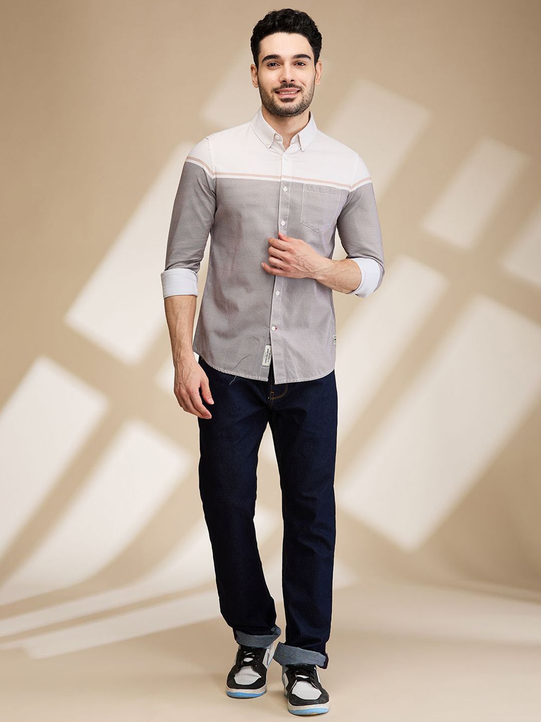 Being Human Men Slim Fit Horizontal Stripes Opaque Striped Casual Shirt