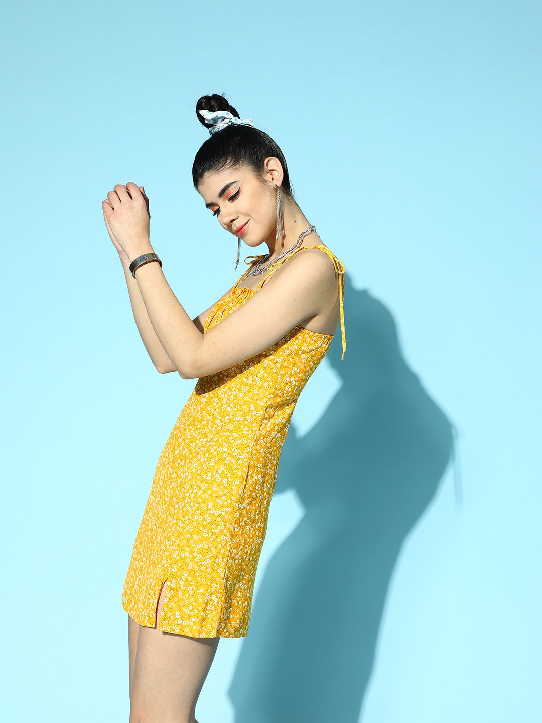 Berrylush Women Yellow Romantic Florals Dress