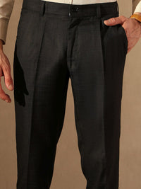DENNISON Men Tapered Fit Self Check Pleated Trousers