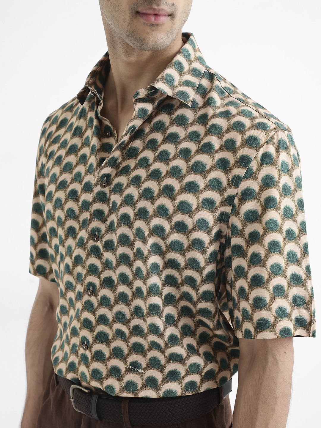 RARE RABBIT Men Printed Tokai Regular Fit Opaque Shirt
